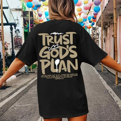 Christian Shirts for Women God Faith Shirt Jesus Oversized Religious Tees Bible Verse Tee Graphic Inspirational Tops - color: Black, size: Small