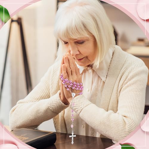 Ecation 20 Pcs Pearl Rosary Catholic Beads for Prayer Gifts