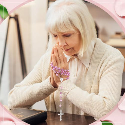 Ecation 20 Pcs Pearl Rosary Catholic Beads for Prayer Gifts