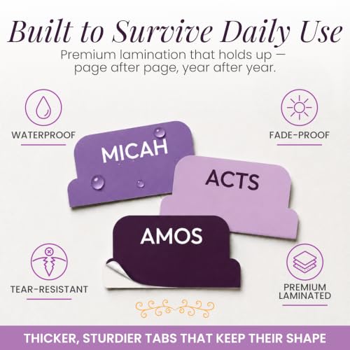 90 Christian Bible Tabs for Women, Kids & Teen Girls - Purple - color: Purple