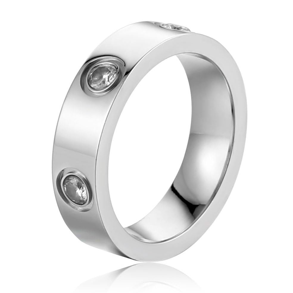 YCSLYW Ladies Stainless Steel Ring Love Friendship Ring Golden high polishing, low allergy Wedding Jewelry Valentine's Day Birthday Gift, 5-10 - color: Love Silvery, size: 10