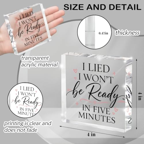 Humorous Decor, Funny Art, I Lied I Won't Be Ready In 5 Minutes, Sign for Home Room Bedroom Office Entryway Dorm, Decor - color: lied