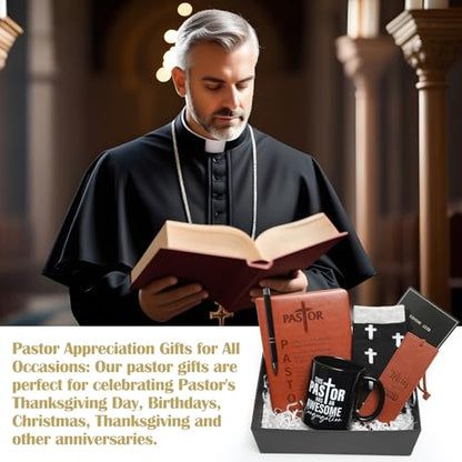 7 Pcs Pastor Appreciation Gifts for Men, Brown and Black - color: Brown and Black