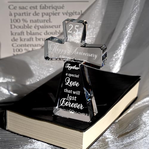 JOASURA 25th Wedding Anniversary Crystal Cross Gifts for Couple - style: 25th