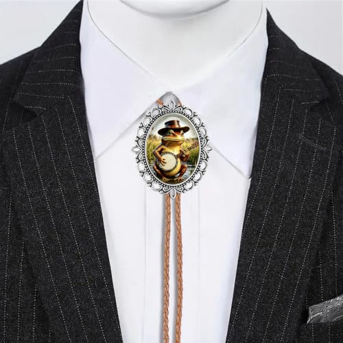 GelConnie Gothic Bolo Tie for Men Women 3D Art Western Cowboy Necktie - color: Frog Silver Bolo Tie