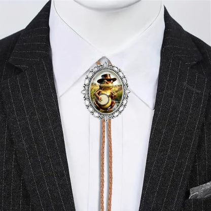 GelConnie Gothic Bolo Tie for Men Women 3D Art Western Cowboy Necktie - color: Frog Silver Bolo Tie
