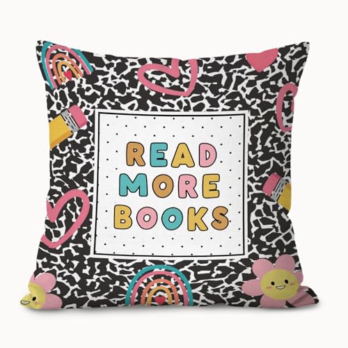 Reading Nook Pillow Covers 18x18,Classroom Decor Throw Pillows - color: Book