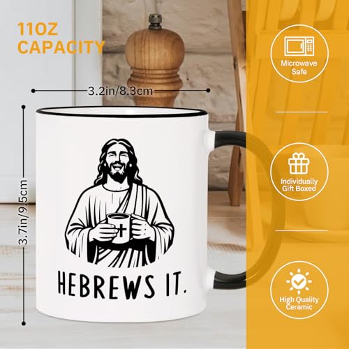 Funny Christian Gifts for Women Men – Jesus He Brews It Coffee Mug 11oz - size: 11 Ounces