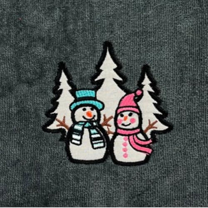 Christmas Grey Guest Hand Bathroom Towels Decorative Winter Snowman, 16x26" - color: Charcoal Grey