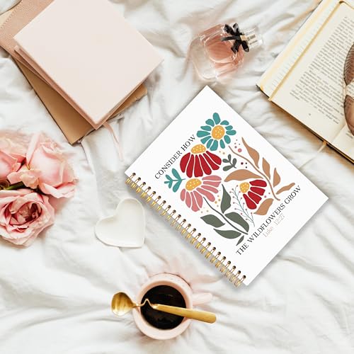 Boho Floral Christian Notebook Journal, Inspirational Christian Gifts for Women, 12:27 Bible Religious Journal for Women, Flower Scripture Hardcover Spiral Notebook 5.5x8.3 - color: red