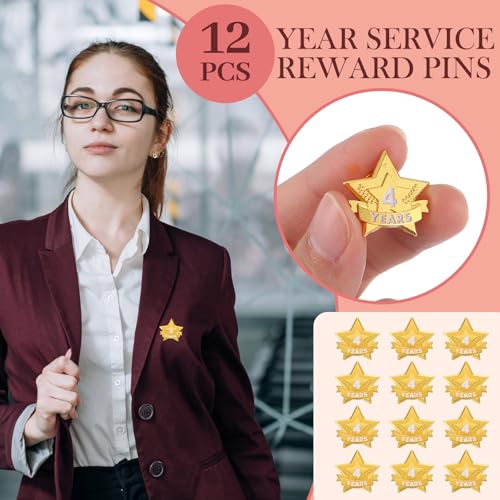 Tigeen 12 Pcs Year Service Reward Pins Star Enamel Pins, 4 Years - style: 4 Years