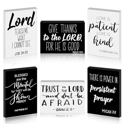 Yalikop 6 Pcs Bible Verse Christian Mini Wooden Sign, Meaningful Style - style: Meaningful Style