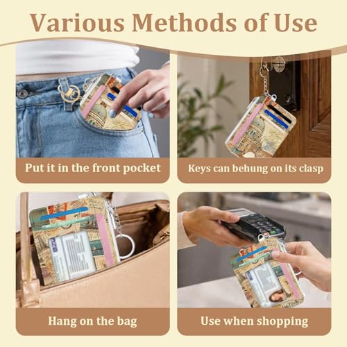 Retro City Travel Credit Card Holder Wallet, Slim RFID Blocking Card Case - color: City