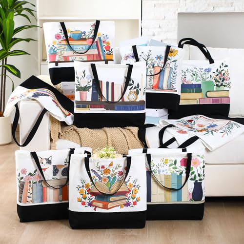 10 Pcs Book Lover Tote Bag Bulk Bookish Librarian Reader Gift, Classic - style: Classic