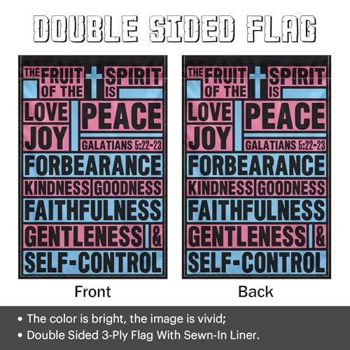 Fruit of the Spirit Christian Garden Flag 12x18 Double Sided - color: scripture