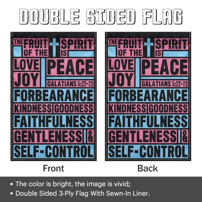 Fruit of the Spirit Christian Garden Flag 12x18 Double Sided - color: scripture