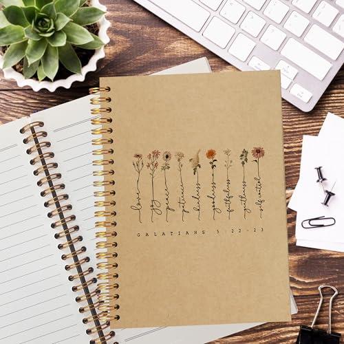 Christian Journal Notebook, Bible Notebooks for Note Taking for Women, Christian Bible Gifts for Women, Scripture Journals, Galatians 5:22-23 Religious Journals, Kraft Paper 5.5x8.3 Inch - color: 5:22-23 kraft
