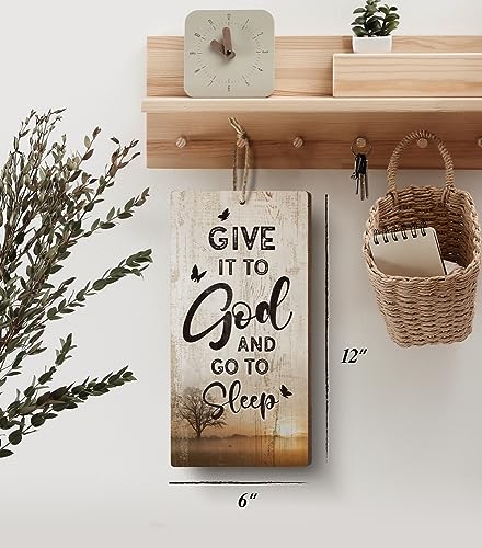 YZEXEZY Bedroom Decor-Give It to God and Go to Sleep Sign12"x6"Rustic Room Ruler Sign Christian Bible Verses Wall Art Gifts - style: Give It to God and Go to Sleep