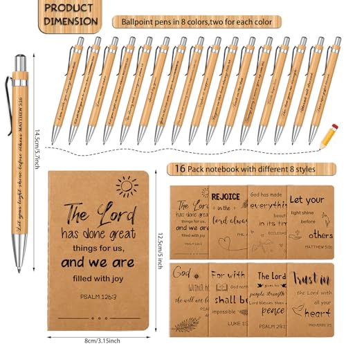 Funrous 32 Pcs Mini Notebooks with Pens Adults Party Favors, Bible - style: Bible