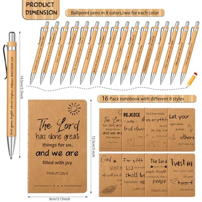 Funrous 32 Pcs Mini Notebooks with Pens Adults Party Favors, Bible - style: Bible
