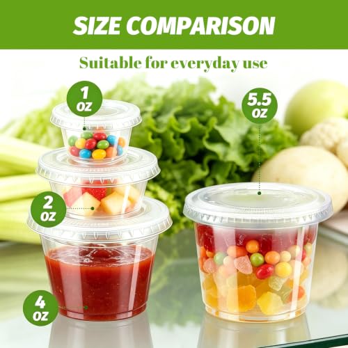 Clawsoff 1000 Sets 2 oz Disposable Clear Jello Shot Cups with Lids - size: 2OZ-1000 Sets