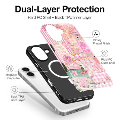 for iPhone 16 Case, Cute Pink Summer Magnetic Phone Case - color: Blush Pink, size: iPhone 16