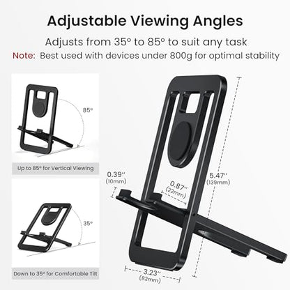 Itramax Tablet Stand for Desk,Foldable iPad Stand,Adjustable Desktop Holder - color: Black – for Tablet (Max 800g)