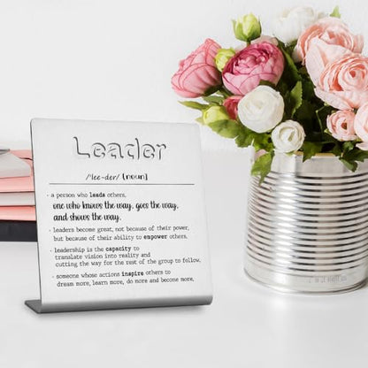 FOKCBOCM Thank You Leader Gifts for Boss Mentor Teacher Retirement Farewell Going Away New Job Leaving Gift Birthday for Leader Mentor Leader Definition Decorative Sign. - style: Leader