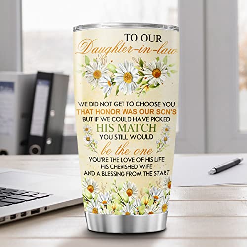 CUBICER Personalized Coffee Tumbler Cute Daisies Flowers Custom Name To Daughter In Law Insulated Travel Mug Inspirational Birthday Gifts For Women From Mom Stainless Steel Cups - color: Daisies