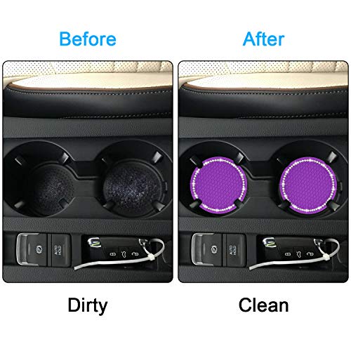 Wisdompro Bling Car Coasters, 2 Pack 2.75" Diameter Car Cup Coaster, Purple - color: Purple