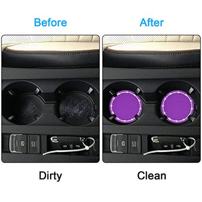 Wisdompro Bling Car Coasters, 2 Pack 2.75" Diameter Car Cup Coaster, Purple - color: Purple