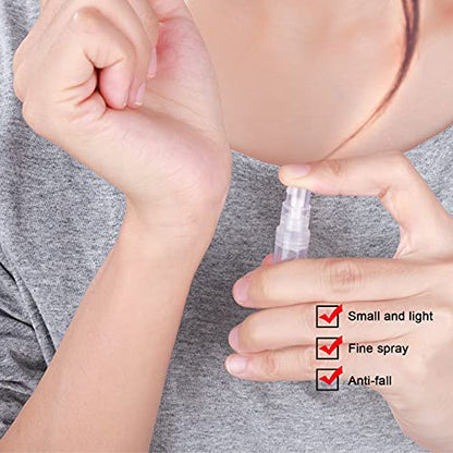 Fandamei 60 Pack 3ml Mini Spray Bottle, Clear Plastic Empty Cute Perfume Atomizer Bottle for Cleaning, Travel, Essential Oils, Perfume. - size: 3ml