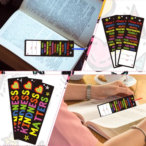 Dispowreath 60 Pcs Kindness Matters Pledge Bookmarks Inspirational Pledge Bookmarks Church Exchange Gifts for Party Favors Prizes Reading Accessories Book Club Supplies Incentive Gifts - style: Kindness Matters