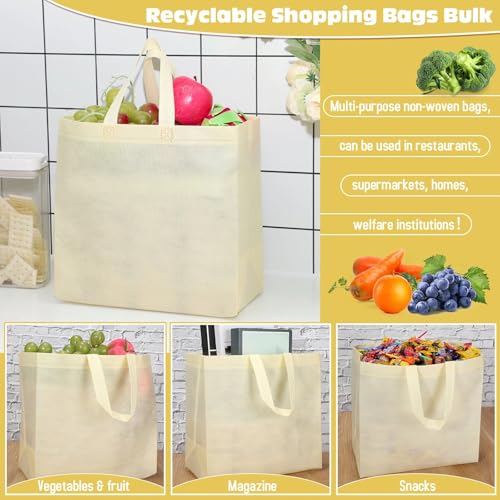 Windyun Reusable Grocery Bags Non Woven with Handles - color: Beige
