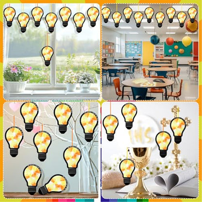 Motipuns 32 Sets Sunday School VBS Light Suncatcher Crafts Bible Kits - style: Light Bulb
