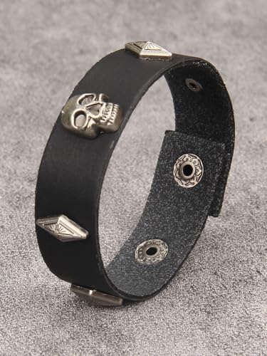 Jeilwiy Punk Rock Gothic Black Rivet Leather Spiked Necklace Collar Neckband Leather Choker Necklace for Women Mom Gifts Adjustable - color: Gothic Bracelet Black