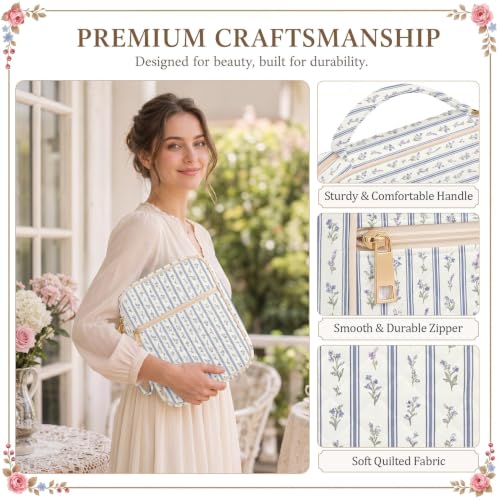 Britimes Bible Cover Case for Women, Bible Cover with Accessories, Blue - color: Blue Striped