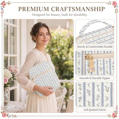 Britimes Bible Cover Case for Women, Bible Cover with Accessories, Blue - color: Blue Striped