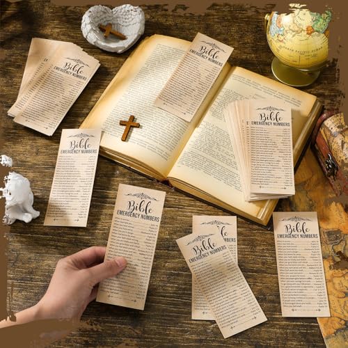 Motiskyy 100 Pcs Bible Emergency Numbers Bookmark Gift