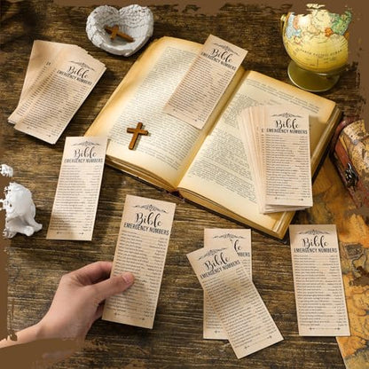 Motiskyy 100 Pcs Bible Emergency Numbers Bookmark Gift