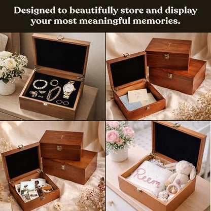 Custom Wooden Keepsake Box, Baptism Cross Name And Date, Religious