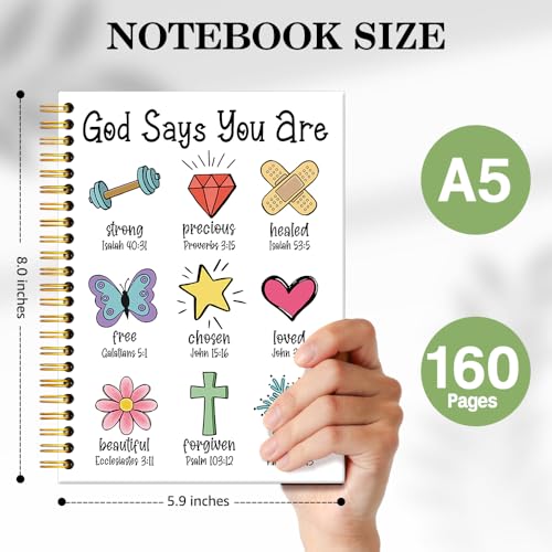 ERHACHAIJIA God Says You are Lined Spiral Notebook for Women Girls Daughter - color: White-red-yellow