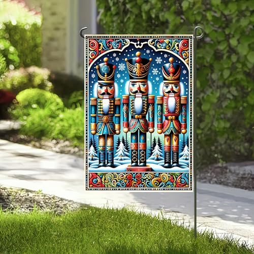 BlissYard Christmas Nutcracker Soldiers Garden Flag 12x18 Inch Polyester - color: Nutcracker Soldier Three
