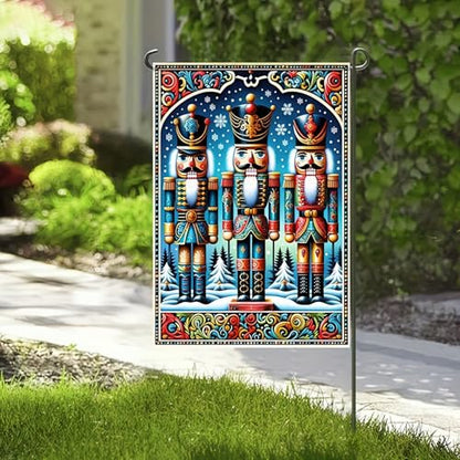 BlissYard Christmas Nutcracker Soldiers Garden Flag 12x18 Inch Polyester - color: Nutcracker Soldier Three