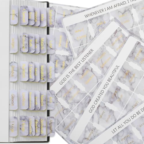 Mr. Pen- Laminated Bible Tabs, 75 pcs, Easy-to-Read & Apply - color: Marble Design