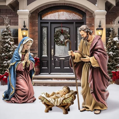 Shimeyao 3 Pcs Metal Nativity Scene Outdoor 48.8 Inch Holy Family Decor - style: Nativity