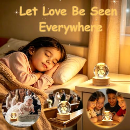 3D Jesus Loves You K9 Crystal Ball Night Light, LED Gift for Christians - size: 2.36 inches