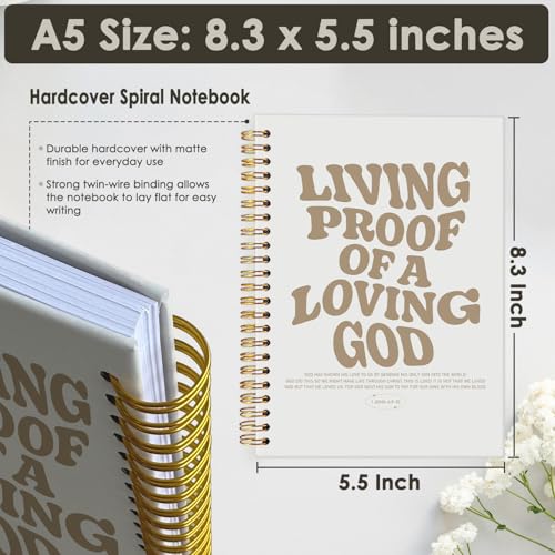 Bible Notebook, Christian Journal, Bible Study Notebook, Living Proof of a Loving God, Church Hardcover Spiral Notebook 5.5x8.3 - color: Living proof of a loving god