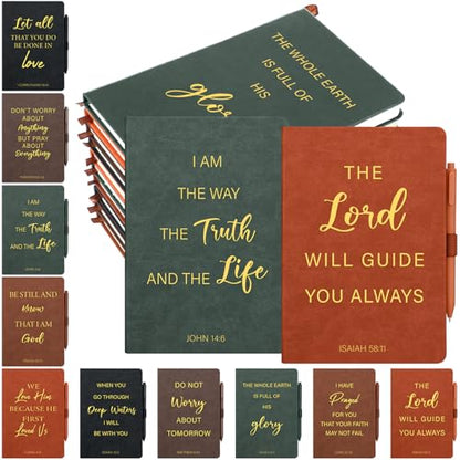 Thenshop 20 Pcs Christian Gifts Bulk for Men Women Journals Bulk and Pen - color: Black Brown