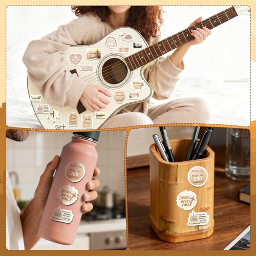 50 Pcs Prayer Board Supplies, Brown Christian Jesus Prayer Board Vision Board Stickers for Women Man, Inspirational Bible Verse Stickers for Water Bottle Laptop Scrapbooking Decals - color: Christian